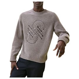 Hermès Pull à col rond pour homme Multicolore