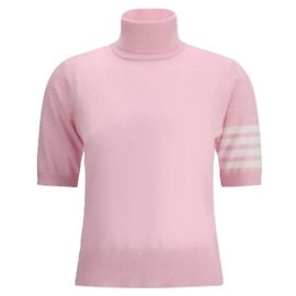Thom Browne Lockeres Kurzarm-Rollkragen aus feiner Merinowolle Pink