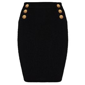 Balmain Saia de malha comprimento de joelho Preto