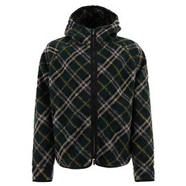 Burberry Check Pattern Wool Blend Hooded Jacket Black