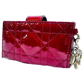 Christian Dior Patent Accordion Card Holder Red