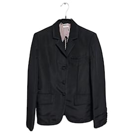 Thom Browne Women's Three-Button Silk Blazer Jacket Black