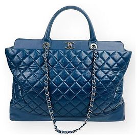 Chanel Bolsa de Ombro Portobello Silver Chain Navy Azul