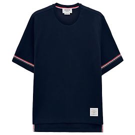 Thom Browne Oversized Kurzarm-T-Shirt aus Baumwolle im Rugby-Stil Blau