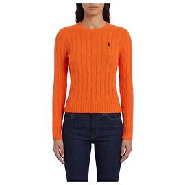 Ralph Lauren Pull en coton Pima à maille torsadée avec logo Pony Orange