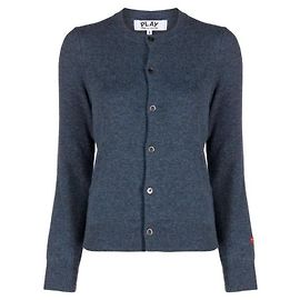 Comme Des Garcons Cárdigan de lana con pequeño parche de corazón rojo Azul
