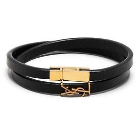 Saint Laurent Pulsera CASSANDRE de doble correa Negro