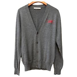 Givenchy LOVE Embroidered Wool Cardigan Gray Brown