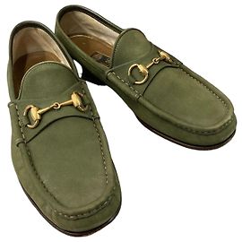 Gucci Mocassin en daim avec mors Khaki Marron