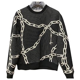 Louis Vuitton Sudadera de algodón con pespunte de cadena Black Negro