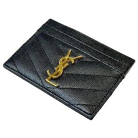 Saint Laurent Cartera tarjetero YSL Chevron Caviar Multicolor