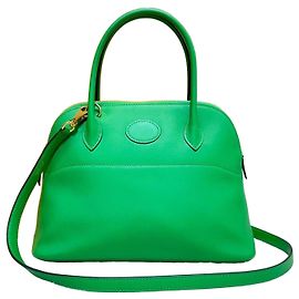 Hermès Borsa Tote Bolide Swift Bamboo con Hardware Dorato e Incisione Verde