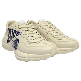 Gucci Tênis Layton de couro com logotipo Lemon Lettering Branco