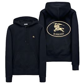 Burberry Black Drawstring Back Logo Hoodie Black