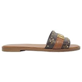 Louis Vuitton Monogram Rock It Flat Mule Slipper Brown