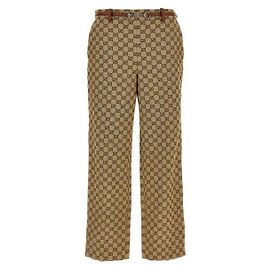 Gucci Pantalones de algodón con morsas Castaño