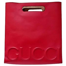 Gucci Leather Tote Bag Red