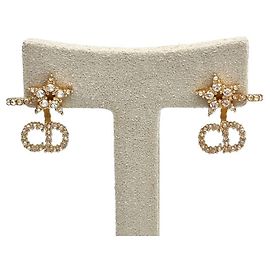 Dior Gold Plated Cubic Earrings White