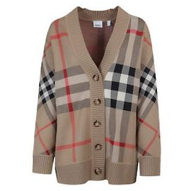 Burberry Check Cardigan aus technischer Wolle Jacquard Mehrfarben