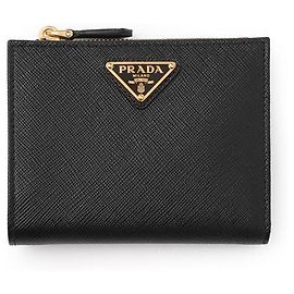 Prada Saffiano Leather Compact Wallet Black