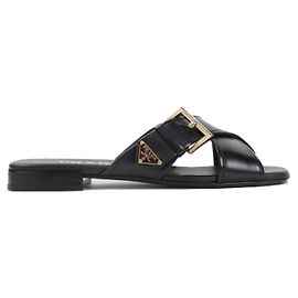 Prada Leder-Crisscross-Sandalen Schwarz