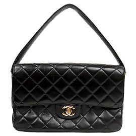 Chanel Bolsa de ombro reversível acolchoada preta Preto