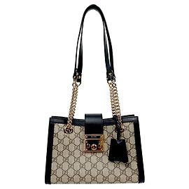 Gucci Borsa a tracolla Black GG Supreme Padlock Chain Marrone