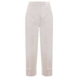 Thom Browne Cotton Canvas High-Waisted Pants Silvery