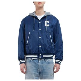 Céline Oversized Hooded Nylon Teddy Jacket Blue