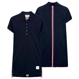 Thom Browne Vestido de cuello a rayas para mujer Azul
