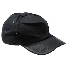 Maison Martin Margiela Boné de baseball em algodão revestido preto Preto