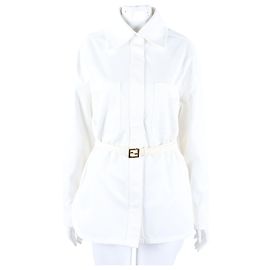 Fendi Denim-Jacke und Gürtel SET Weiß