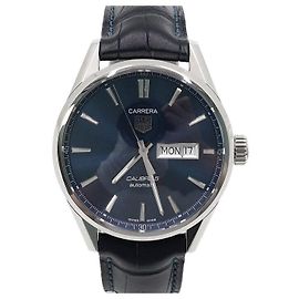 Tag Heuer Aquaracer Blue Dial Automatic Leather Strap Men's Watch Blue