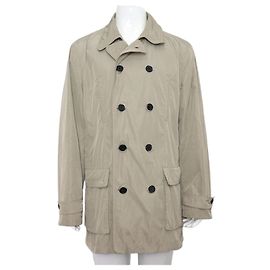 Armani Beige Nylon Button Men's Jacket Brown