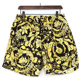 Versace Nylon Pattern Logo Swim Shorts for Men Black