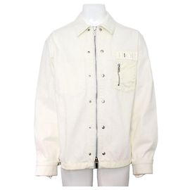 Dior Oversized Baumwoll-Denim-Hemdenjacke mit Reißverschluss für Herren Weiß
