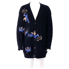 Valentino Cardigan Season mit Tierbestickung Blau