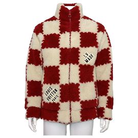 Louis Vuitton Nigo Damier Fleece Bomber Jacket for Men Red