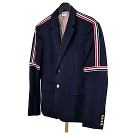 Thom Browne Three-Striped Arm Band Wool Blazer Jacket Navy Blue