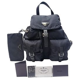 Prada Re-Nylon Backpack with Pouch (Top Quality, Full Set) Black