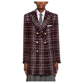 Thom Browne Refurbished Women's Oversized Check Jacket Double Breasted Red