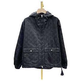 Gucci Giacca con cappuccio e zip in nylon GG Supreme Nero
