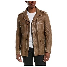 Tod's Refurbished Stone Wash Waxed Leather Jacket Brown