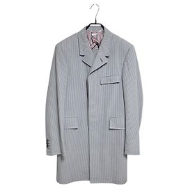 Thom Browne Seersucker-Mantel Braun