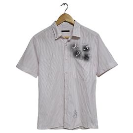 Louis Vuitton Kurzarmhemd mit Spray-Monogramm-Print Silber
