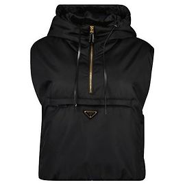 Prada Chaleco con capucha de nailon Negro