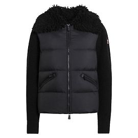 Moncler Cardigan de lã acolchoado com fecho de correr Preto