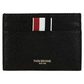 Thom Browne Hector Einzelfach-Kartenetui in Pebble-Grain-Leder Schwarz