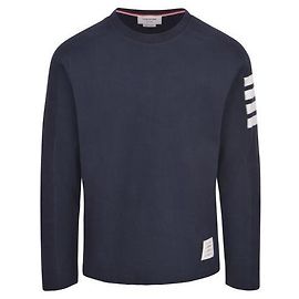 Thom Browne Milano Cotton Long Sleeve Tee Blue