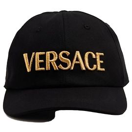 Versace Boné de beisebol com logotipo bordado (Preto+Ouro) Preto